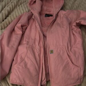 Pink carhart Sherpa women’s small zip up jacket